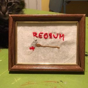 Handmade “The Shining” Red Rum Embroidery